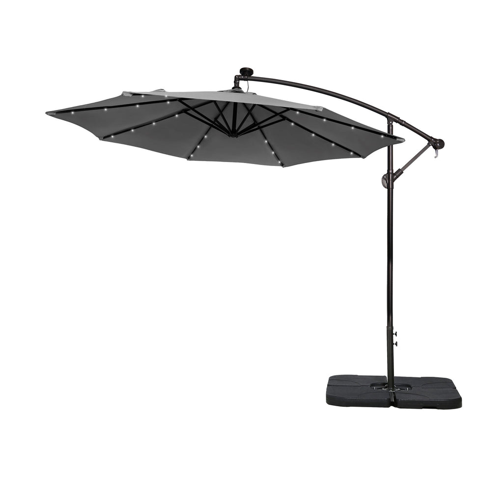 Parasol de terrasse éclairé à énergie solaire de 3 m avec pied