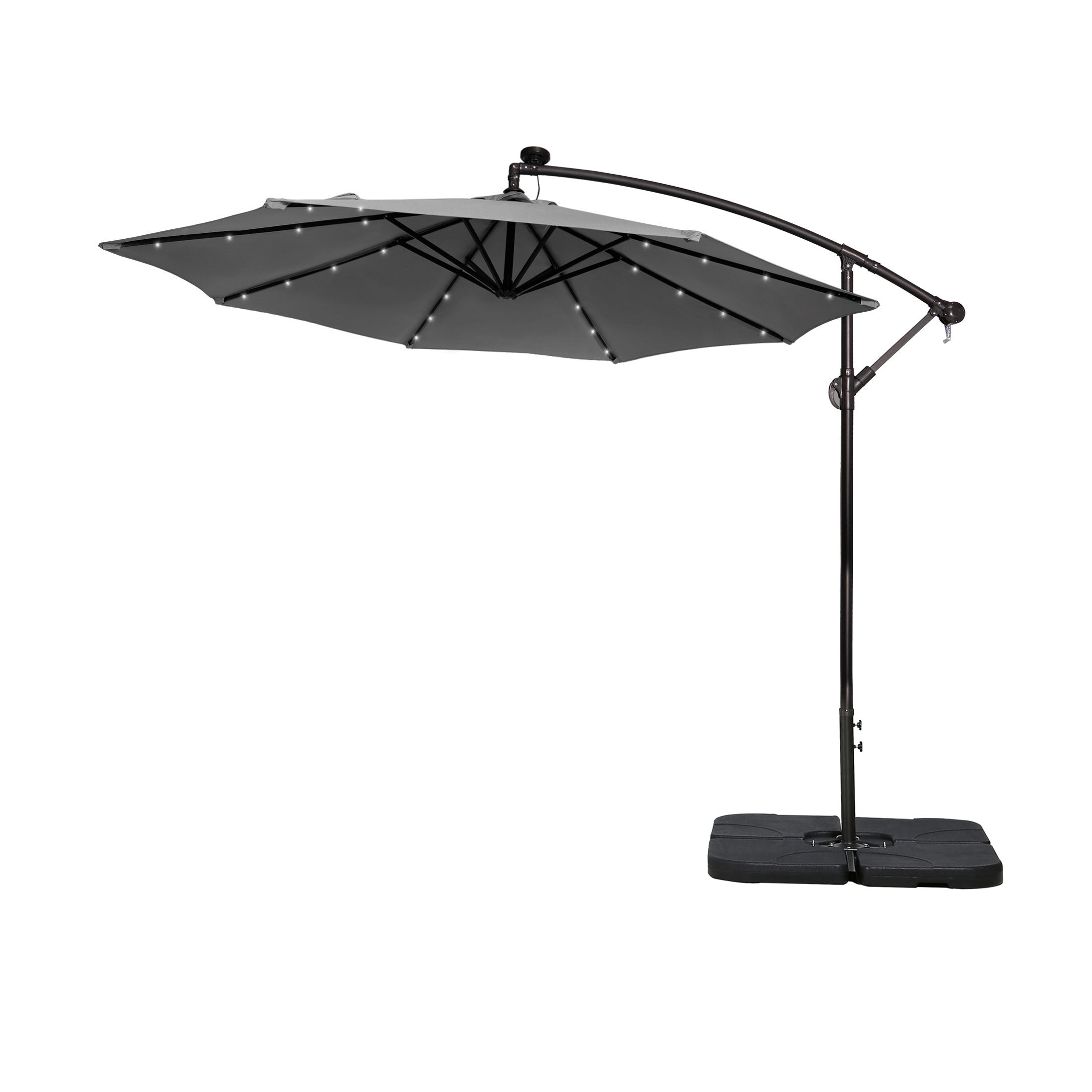 Parasol de terrasse éclairé à énergie solaire de 3 m avec pied