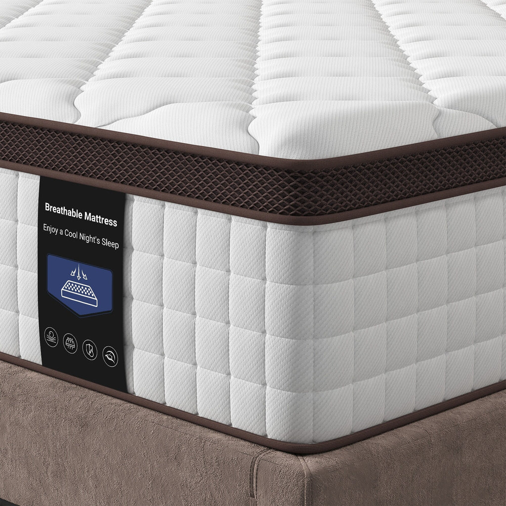 Matelas hybride en mousse à mémoire de forme 10 - Soutien ferme moyen avec ressorts renforcés pour soulager la pression, certifié CertiPUR-US