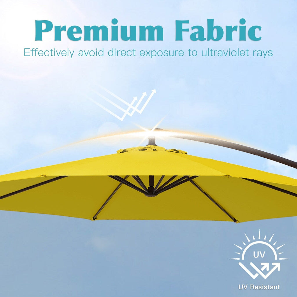 Parasol déporté à manivelle en acier de 10 pieds avec base lestée