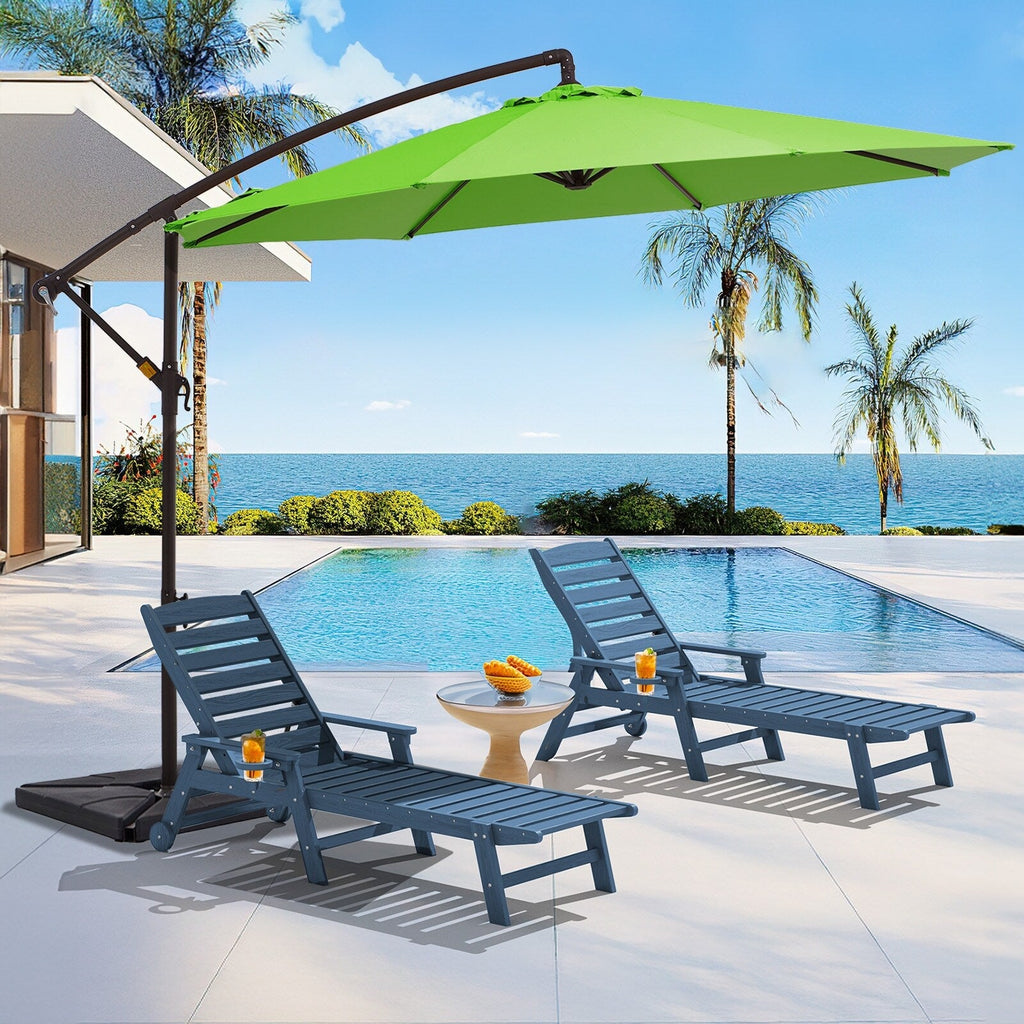 Parasol déporté à manivelle en acier de 10 pieds avec base lestée