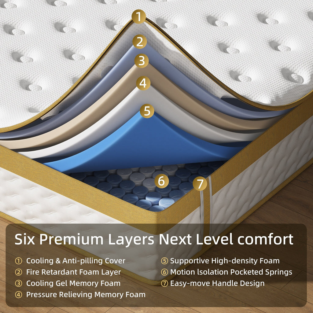 Matelas hybride en mousse à mémoire de forme et à ressorts de 10 pouces