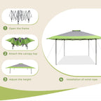 Gazebo de jardin renforcé escamotable avec rideau d'angle élégant - 13 x 13 pi