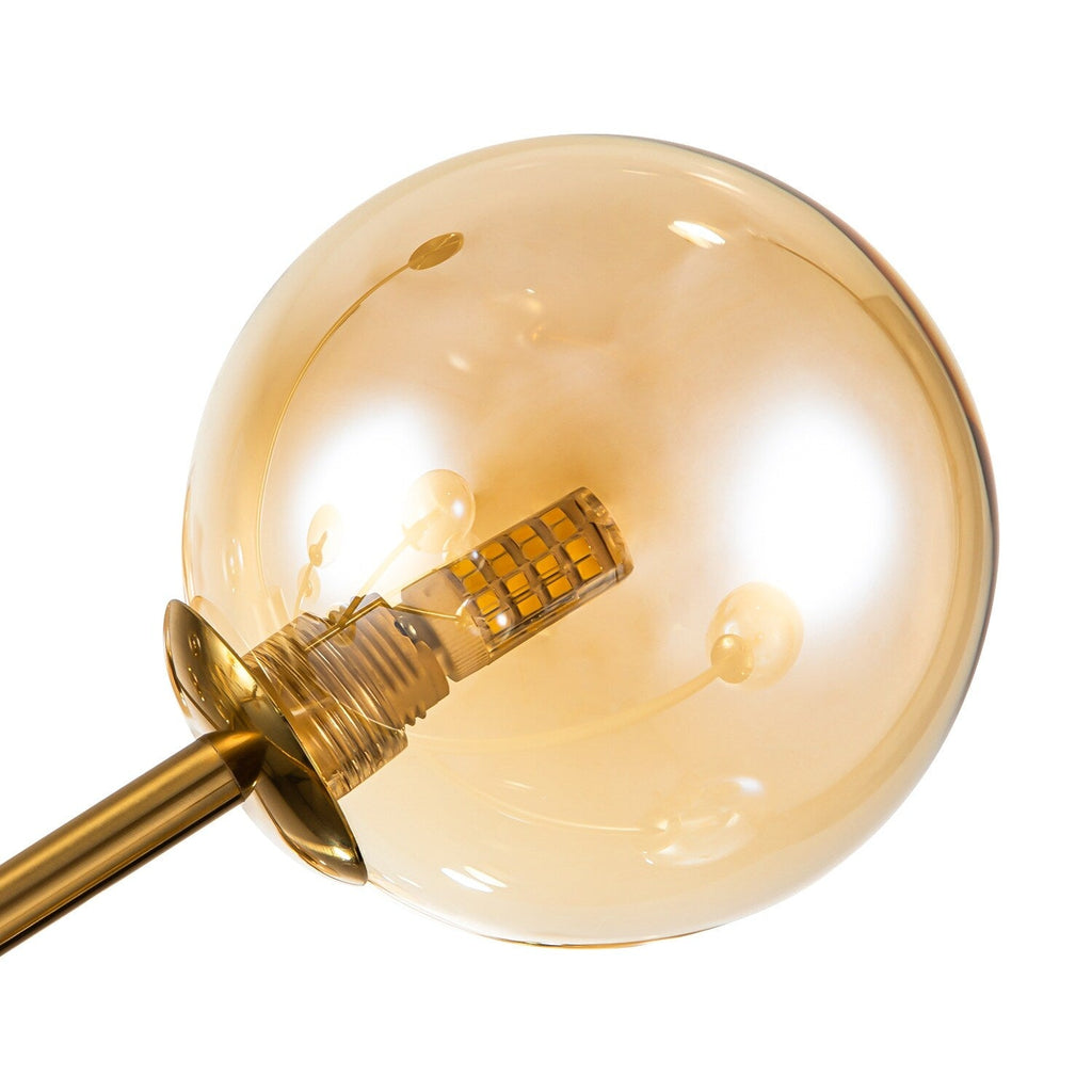 Lustre linéaire moderne à 15 lumières pour îlot de cuisine Sputnik avec branches en verre et bulles