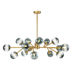 Lustre linéaire moderne à 15 lumières pour îlot de cuisine Sputnik avec branches en verre et bulles