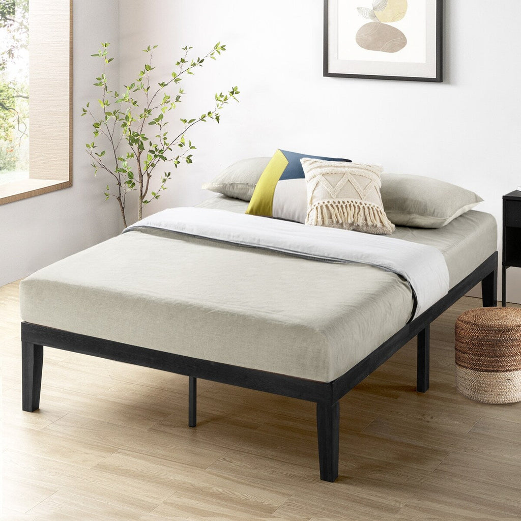 Cadre de lit plateforme classique en bois massif de 16 pouces, disponible en plusieurs finitions