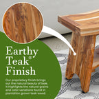 EcoDecors, Serenity, Banc de douche en teck, Tabouret de douche en teck, Banc de douche d'angle en teck, 45 cm, avec étagère