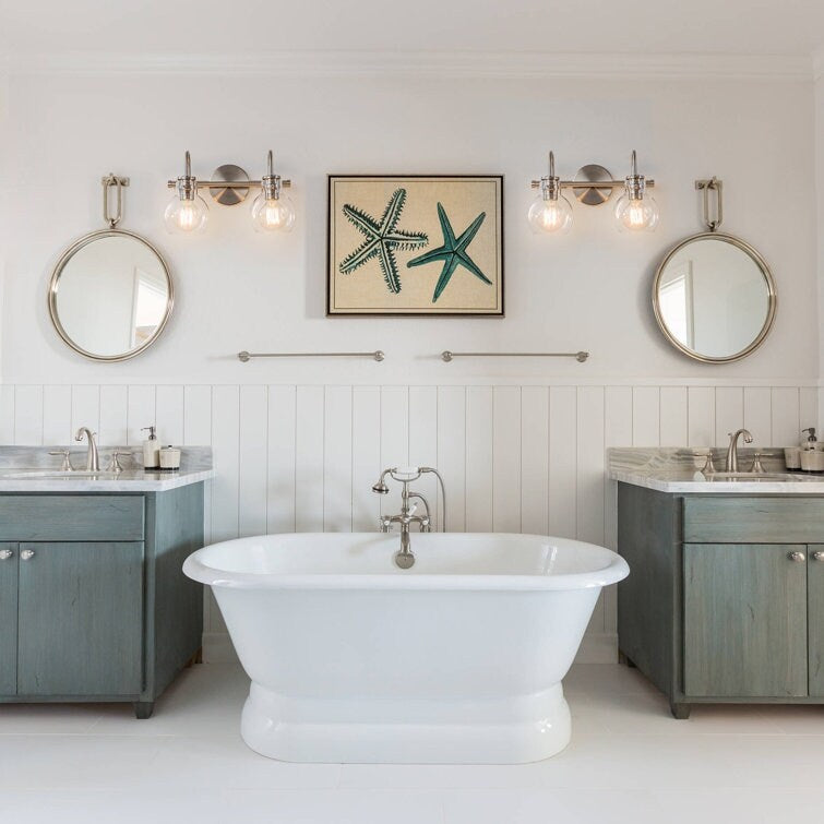 Applique murale de salle de bain à 2/3 lumières avec abat-jour en verre