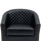 Lot de 2 chaises d'appoint tonneau en cuir vegan de 29 W avec garniture cloutée