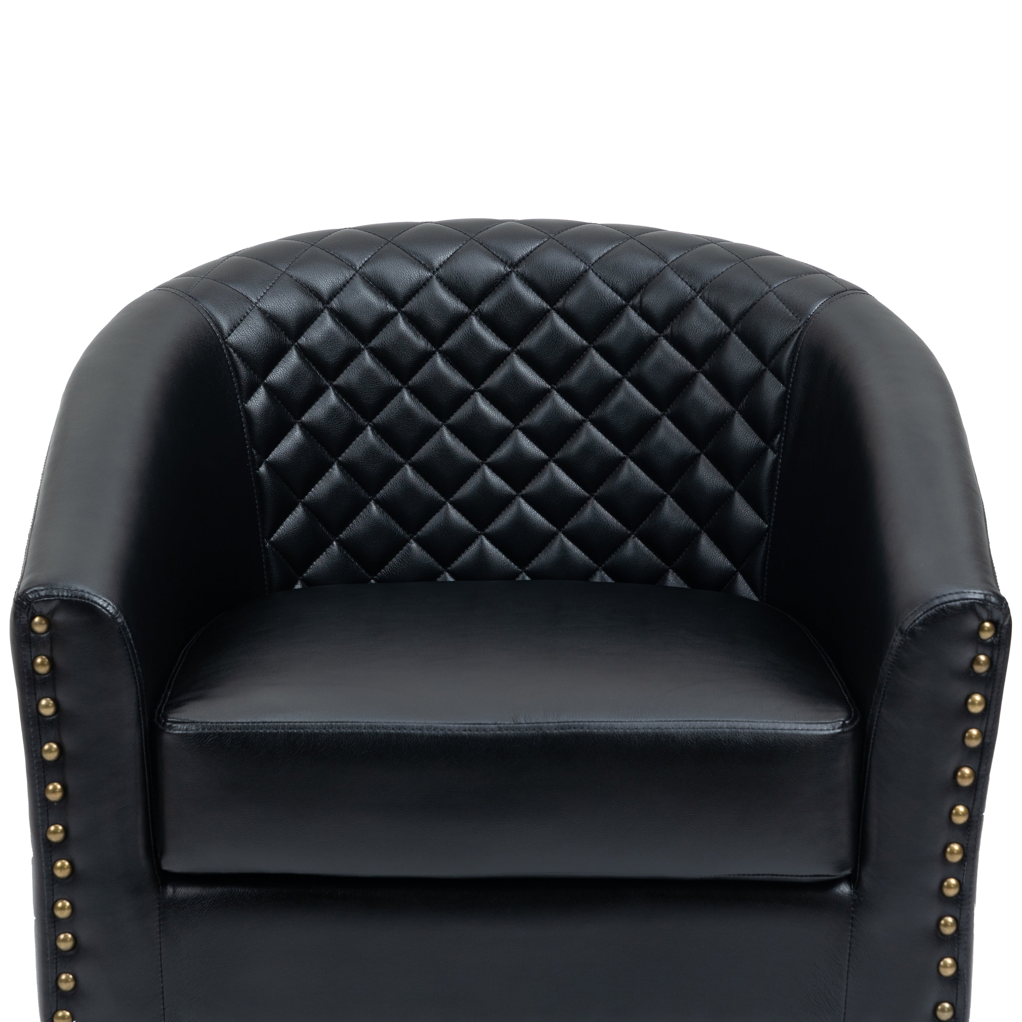 Lot de 2 chaises d'appoint tonneau en cuir vegan de 29 W avec garniture cloutée