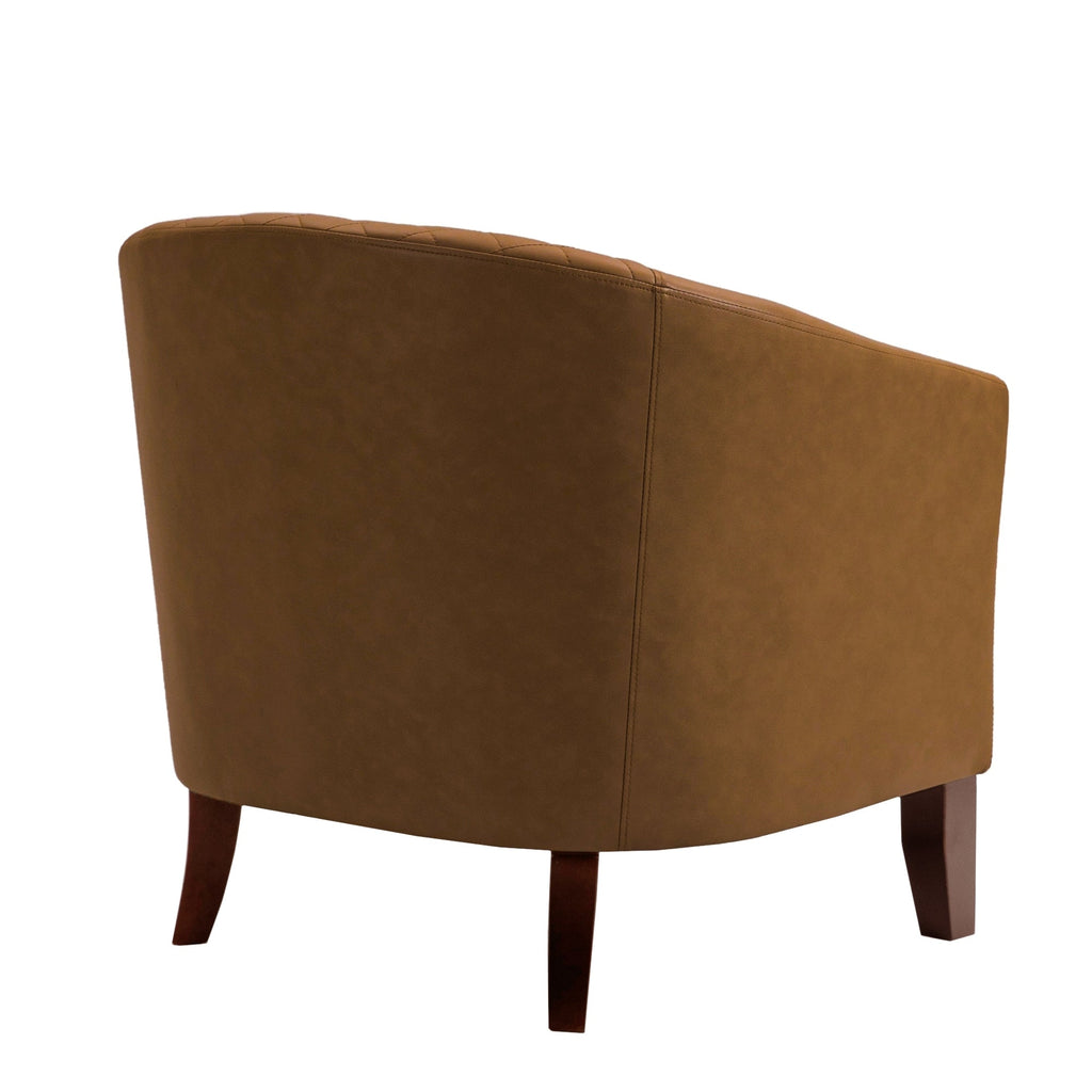 Lot de 2 chaises d'appoint tonneau en cuir vegan de 29 W avec garniture cloutée