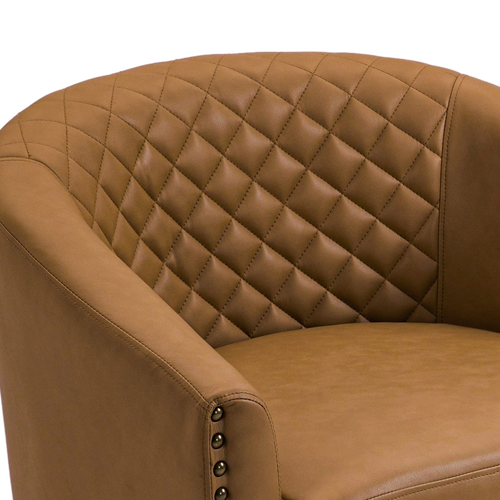 Lot de 2 chaises d'appoint tonneau en cuir vegan de 29 W avec garniture cloutée