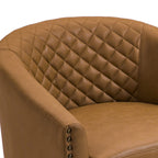 Lot de 2 chaises d'appoint tonneau en cuir vegan de 29 W avec garniture cloutée