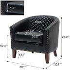 Lot de 2 chaises d'appoint tonneau en cuir vegan de 29 W avec garniture cloutée