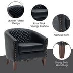 Lot de 2 chaises d'appoint tonneau en cuir vegan de 29 W avec garniture cloutée