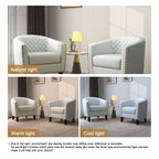 Lot de 2 chaises d'appoint tonneau en cuir vegan de 29 W avec garniture cloutée