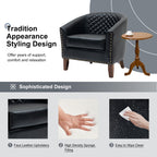 Lot de 2 chaises d'appoint tonneau en cuir vegan de 29 W avec garniture cloutée