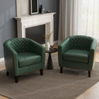 Lot de 2 chaises d'appoint tonneau en cuir vegan de 29 W avec garniture cloutée