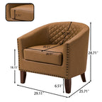 Lot de 2 chaises d'appoint tonneau en cuir vegan de 29 W avec garniture cloutée