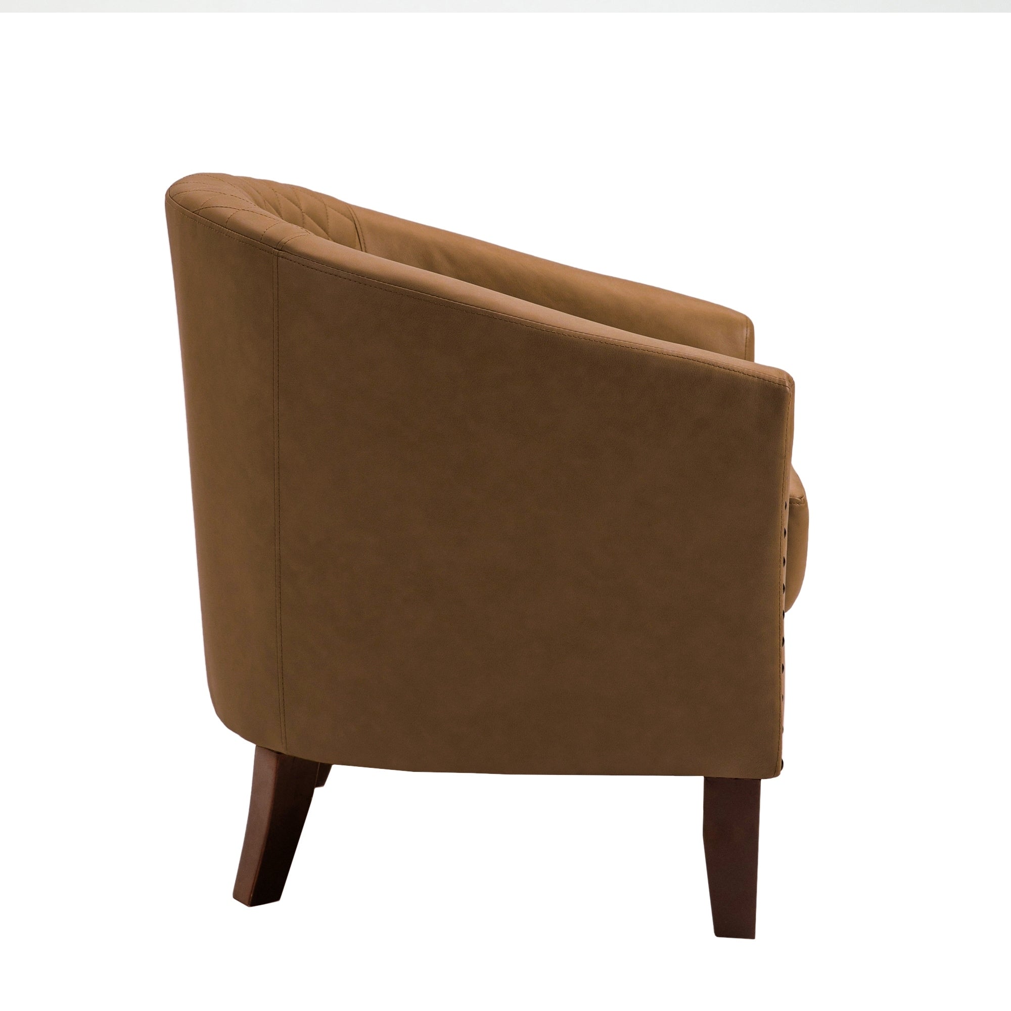 Lot de 2 chaises d'appoint tonneau en cuir vegan de 29 W avec garniture cloutée