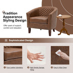 Lot de 2 chaises d'appoint tonneau en cuir vegan de 29 W avec garniture cloutée