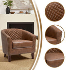 Lot de 2 chaises d'appoint tonneau en cuir vegan de 29 W avec garniture cloutée