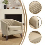 Lot de 2 chaises d'appoint tonneau en cuir vegan de 29 W avec garniture cloutée