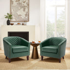 Lot de 2 chaises d'appoint tonneau en cuir vegan de 29 W avec garniture cloutée