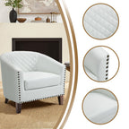 Lot de 2 chaises d'appoint tonneau en cuir vegan de 29 W avec garniture cloutée