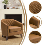 Lot de 2 chaises d'appoint tonneau en cuir vegan de 29 W avec garniture cloutée