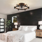 Ventilateur de plafond moderne de style ferme de 20 po, éclairage LED discret à encastrer avec télécommande pour salon