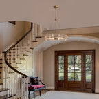 Lustre moderne en cristal doré de 23,6 po, 6 lumières, style tambour glamour, pour îlot de cuisine et salle à manger