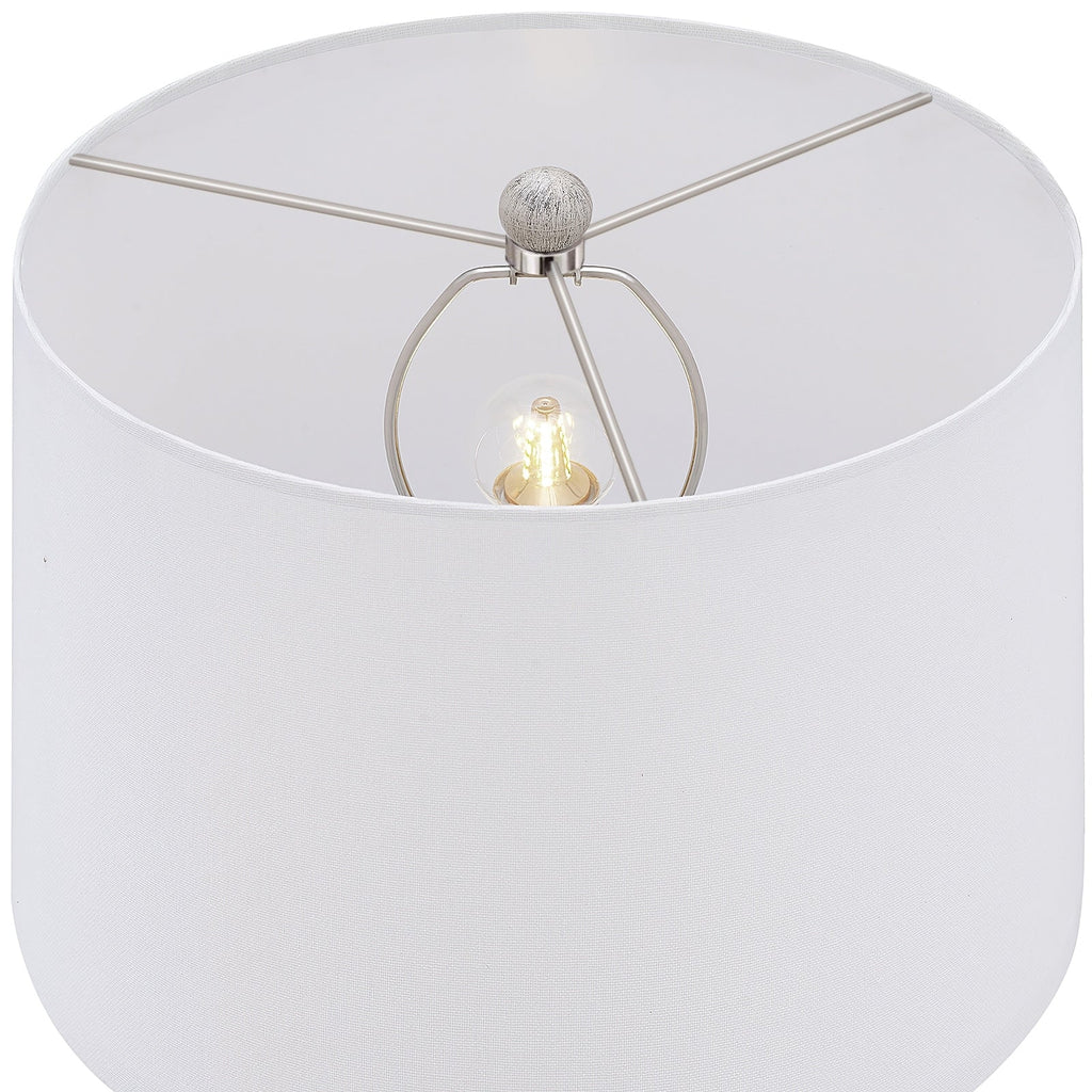 Lampe de table de style campagnard beige délavé/doré de 24,5 pouces avec abat-jour en lin blanc (lot de 2) - 24,5 H