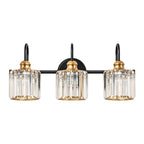 Applique murale de salle de bain moderne à 3/4 lumières, en cristal, à intensité variable, style glamour, linéaire, au-dessus du miroir