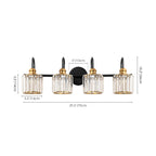 Applique murale de salle de bain moderne à 3/4 lumières, en cristal, à intensité variable, style glamour, linéaire, au-dessus du miroir