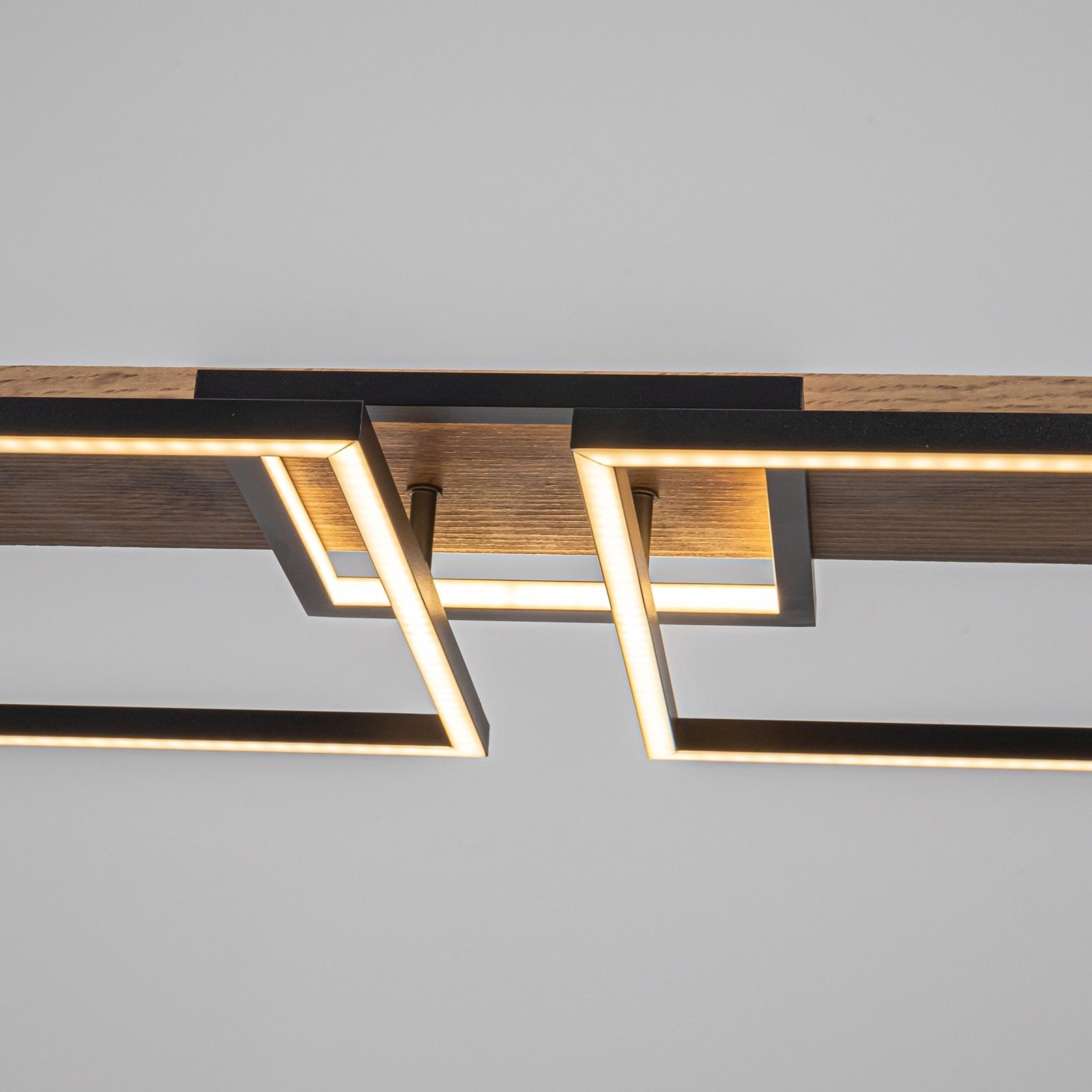 Lustre linéaire en bois à 3/5 lumières LED intégrées pour îlot de cuisine