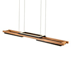Lustre linéaire en bois à 3/5 lumières LED intégrées pour îlot de cuisine