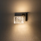 Applique murale à LED intégrée C Cattleya en acier inoxydable 3000 K avec abat-jour en verre artistique - Chrome