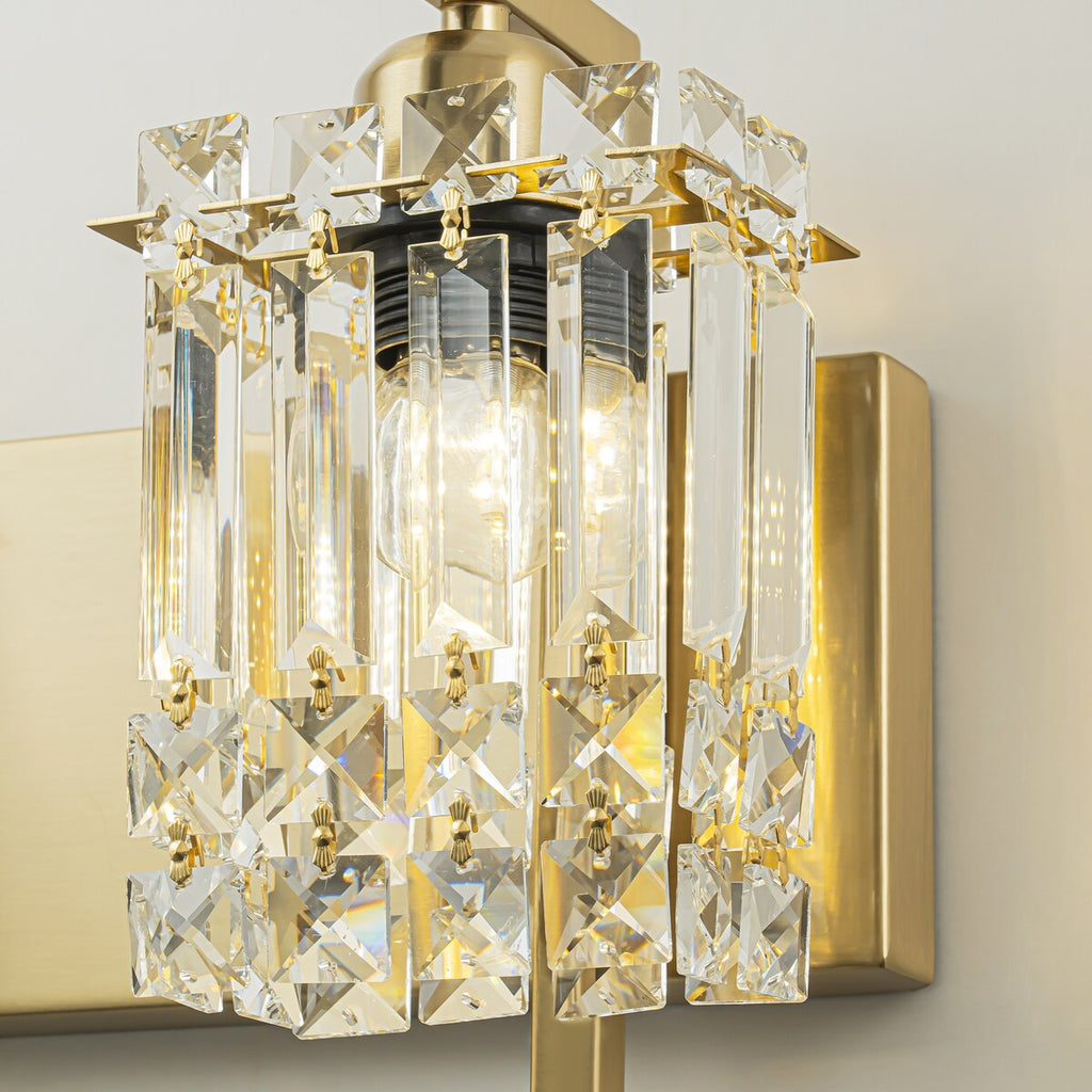 Applique murale en cristal à 3 lumières pour miroir de salle de bain moderne et glamour