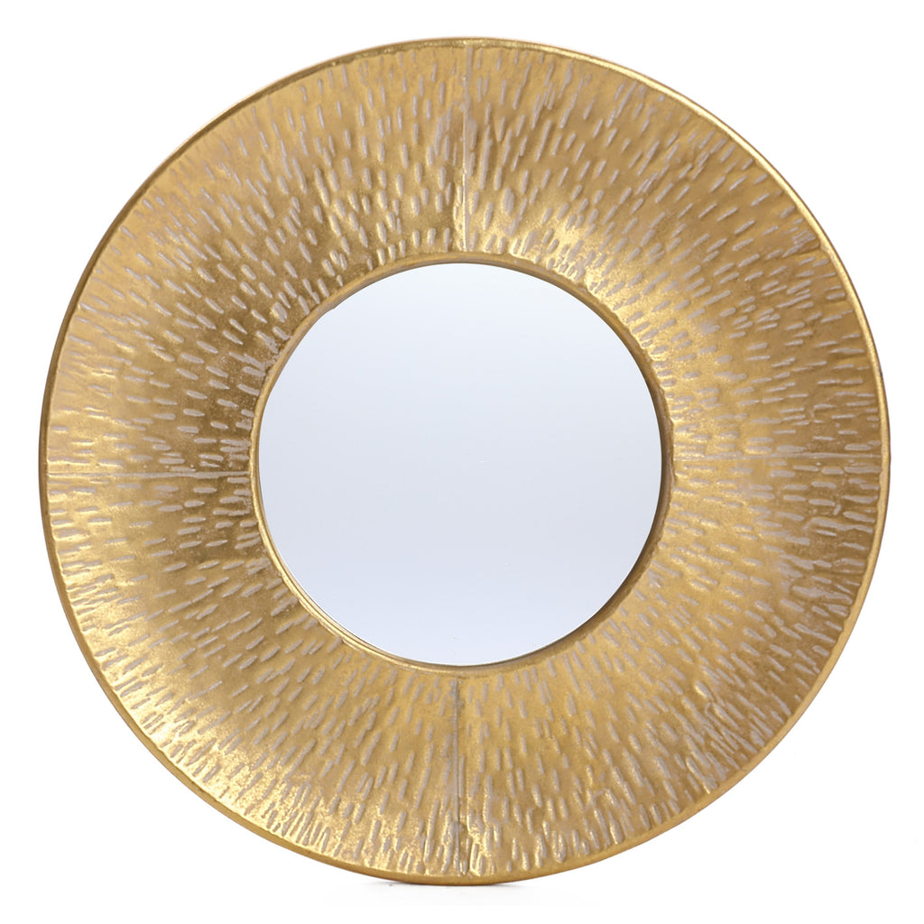 Ensemble de 3 miroirs muraux ronds en métal doré - 22,25 de diamètre x 2,36 de profondeur