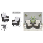 Fauteuil à bascule pivotant d'extérieur Gymojoy 3 pièces en osier avec coussin et table