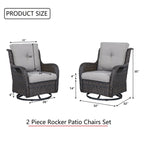 Fauteuil à bascule pivotant d'extérieur Gymojoy 3 pièces en osier avec coussin et table