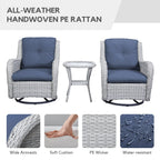 Fauteuil à bascule pivotant d'extérieur Gymojoy 3 pièces en osier avec coussin et table