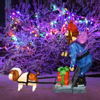 34 Rudolph 3D pré-éclairé LED Yard Art debout Yukon et chien