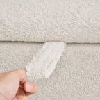 Banc ottoman de rangement en sherpa blanc cassé, repose-pieds, pour salon, chambre à coucher, pieds en bois