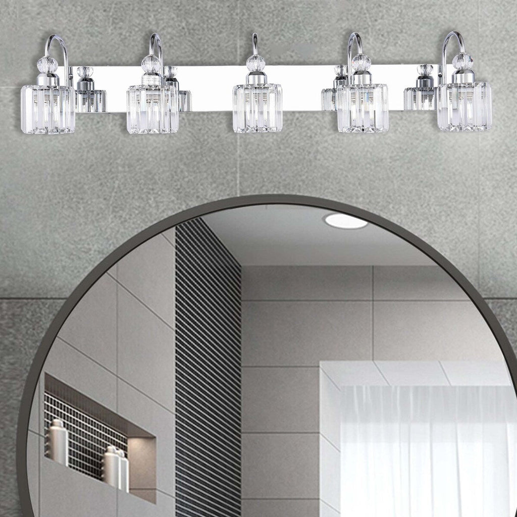 Applique murale moderne en cristal pour salle de bain, éclairage de vanité, chrome/noir/doré