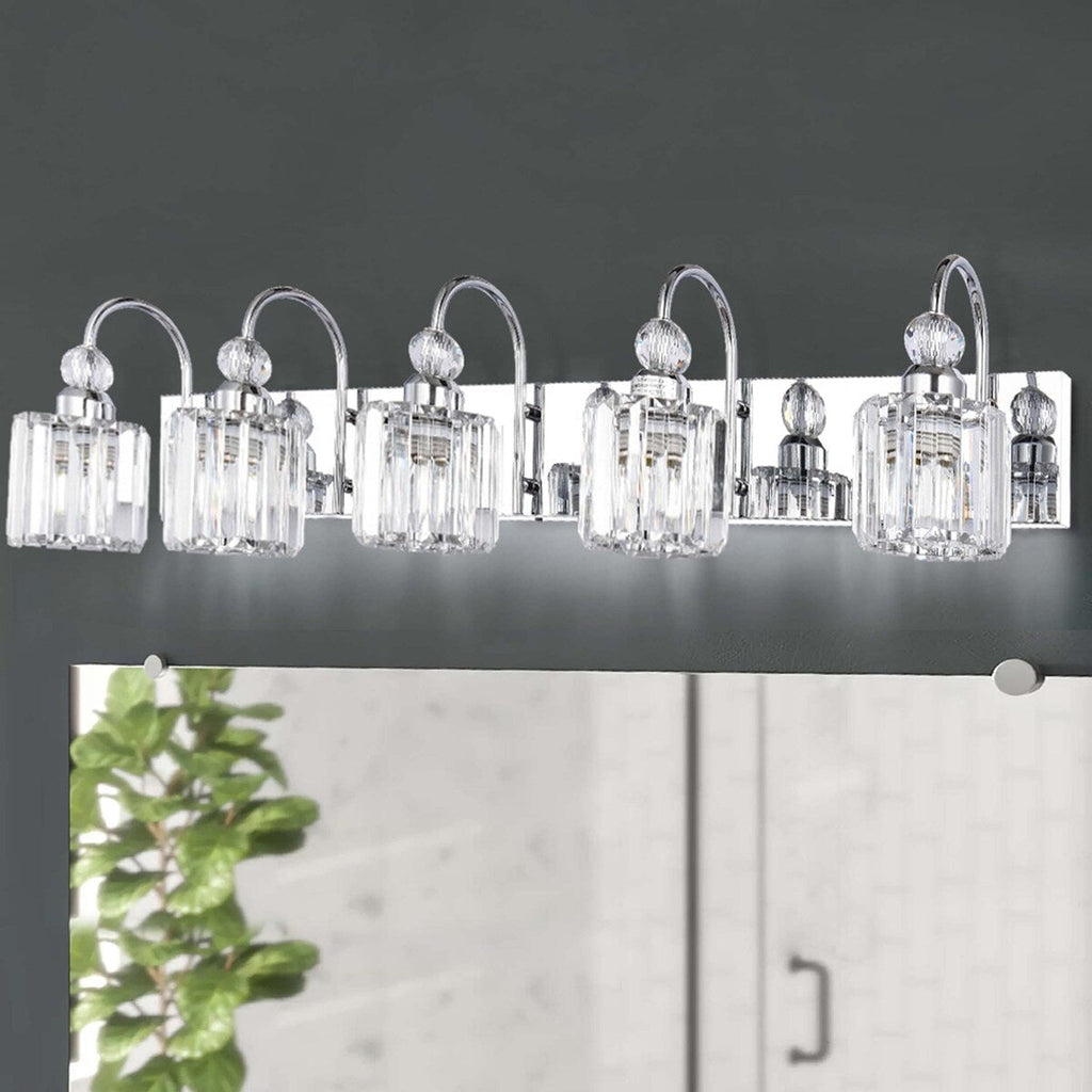 Applique murale moderne en cristal pour salle de bain, éclairage de vanité, chrome/noir/doré