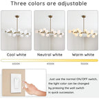 Lustre linéaire moderne du milieu du siècle de 40 po, suspension Spoutnik à 16 ampoules en laiton doré avec globe en verre dépoli pour salle à manger