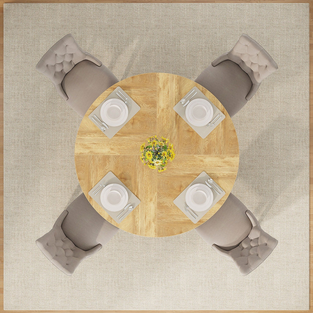 Table à manger ronde 47 pouces pour 4 personnes, table de cuisine de style campagnard, petite table à dîner en bois pour salle à manger et salon