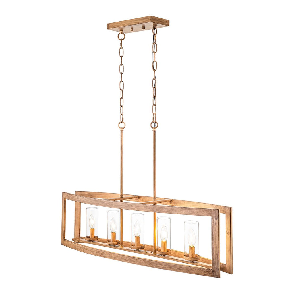 Lustre rectangulaire en verre vintage à 5 lumières pour îlot de cuisine industriel moderne du milieu du siècle